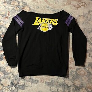 NBA LA Lakers Off-Shoulders Sweatshirt-Black Size Medium